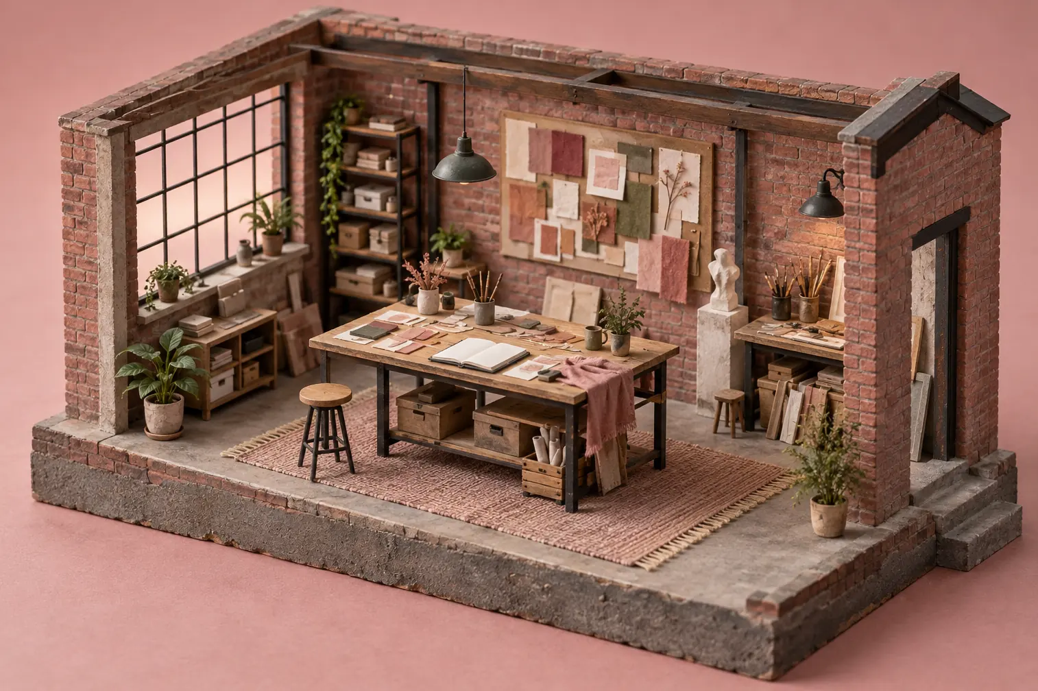 Illustration of marketing and creative businesses and their working space